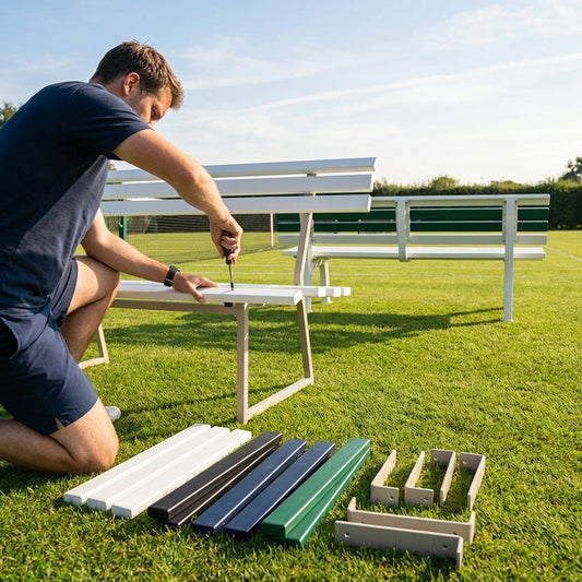Replacement bench parts for tennis courts, available in various colours - product detail