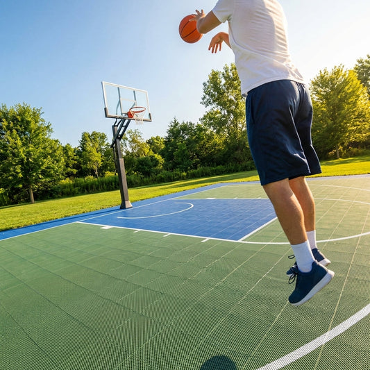 Modular floor tiles for sports courts and playgrounds - product detail