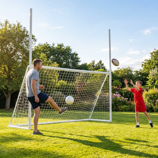 Combi Football and Rugby Goal in 12x6 size made from durable uPVC for garden use - product detail