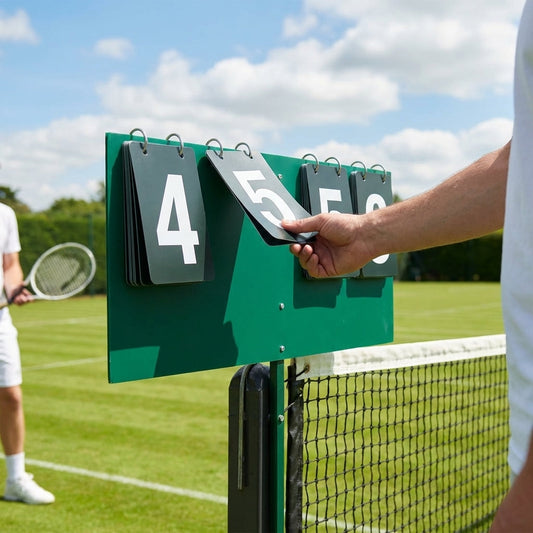 Tennis Post Scoreboard with black and white flip cards, compatible with all tennis posts - product detail
