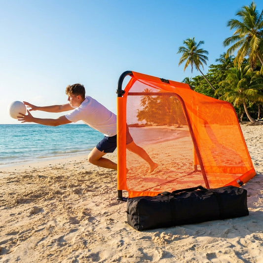 Beach football goal with fluorescent net and aluminium frame - product detail