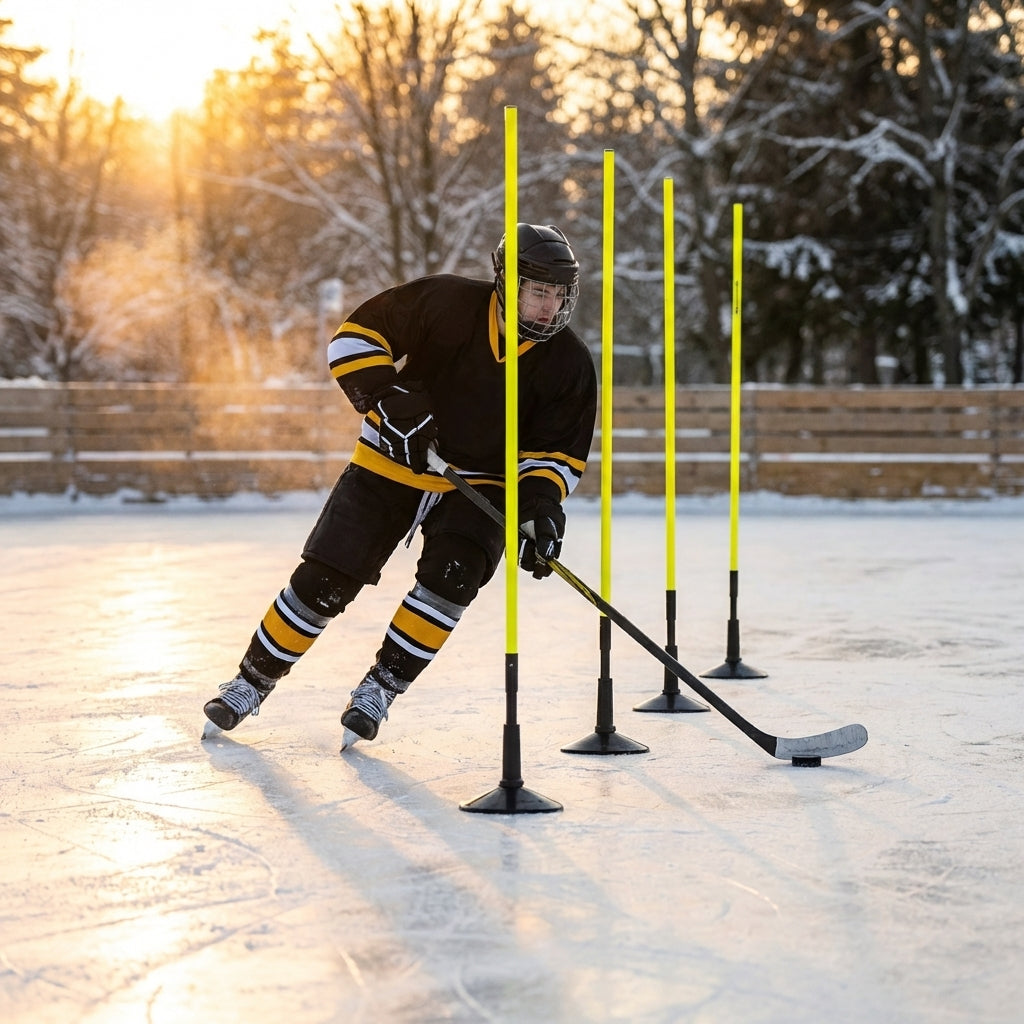 Ice hockey training agility slalom poles, spring-loaded - product detail