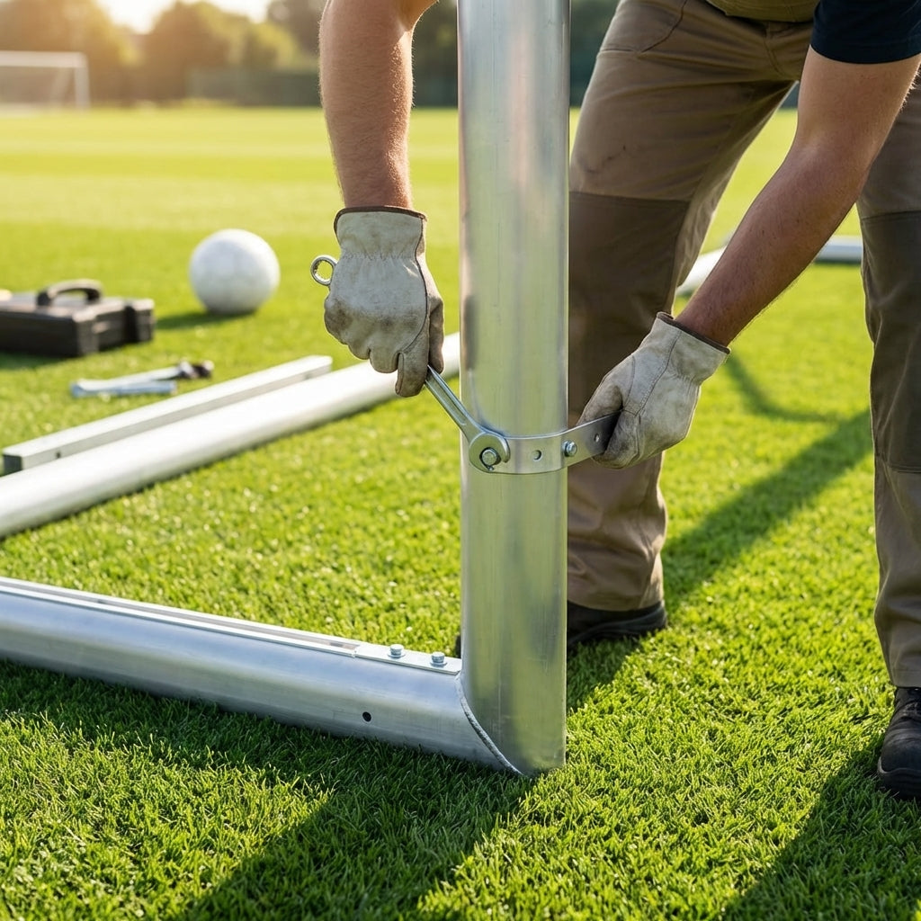 Durable aluminium goal straight bracket for secure crossbar attachment - product detail