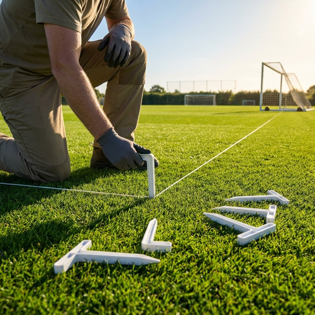 Football Pitch Line Marking Pins – Durable White Plastic - product detail