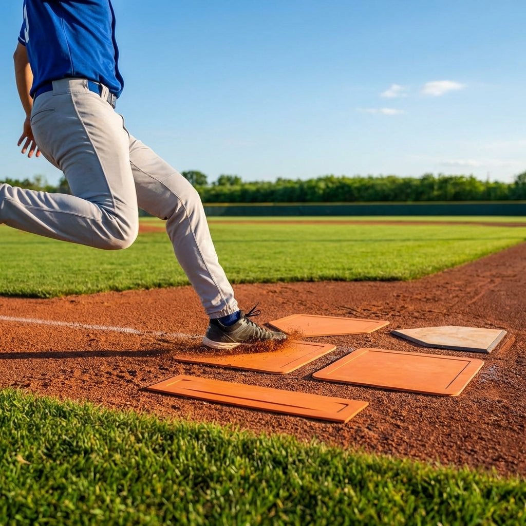 Rubber baseball base set in orange for youth training - product detail