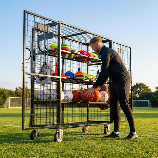 Sports Equipment Storage Cabinet in black steel for schools and clubs - product detail