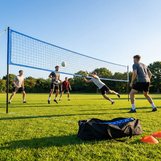 Football tennis net set with adjustable aluminium frame - product detail