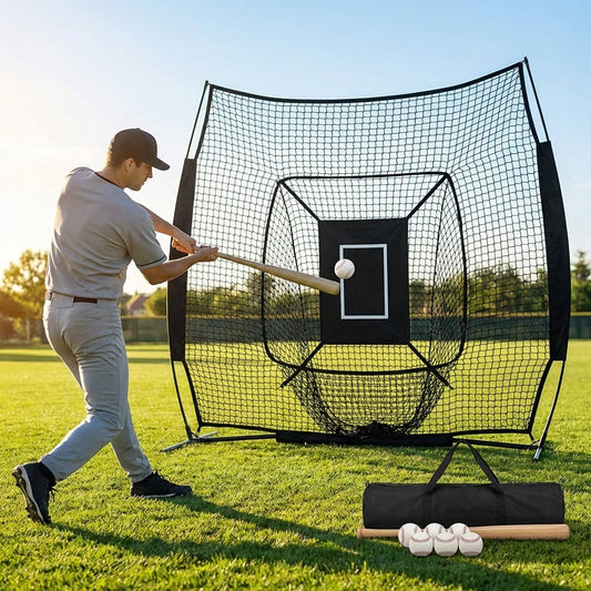 Baseball backstop net in use during outdoor practice - product detail