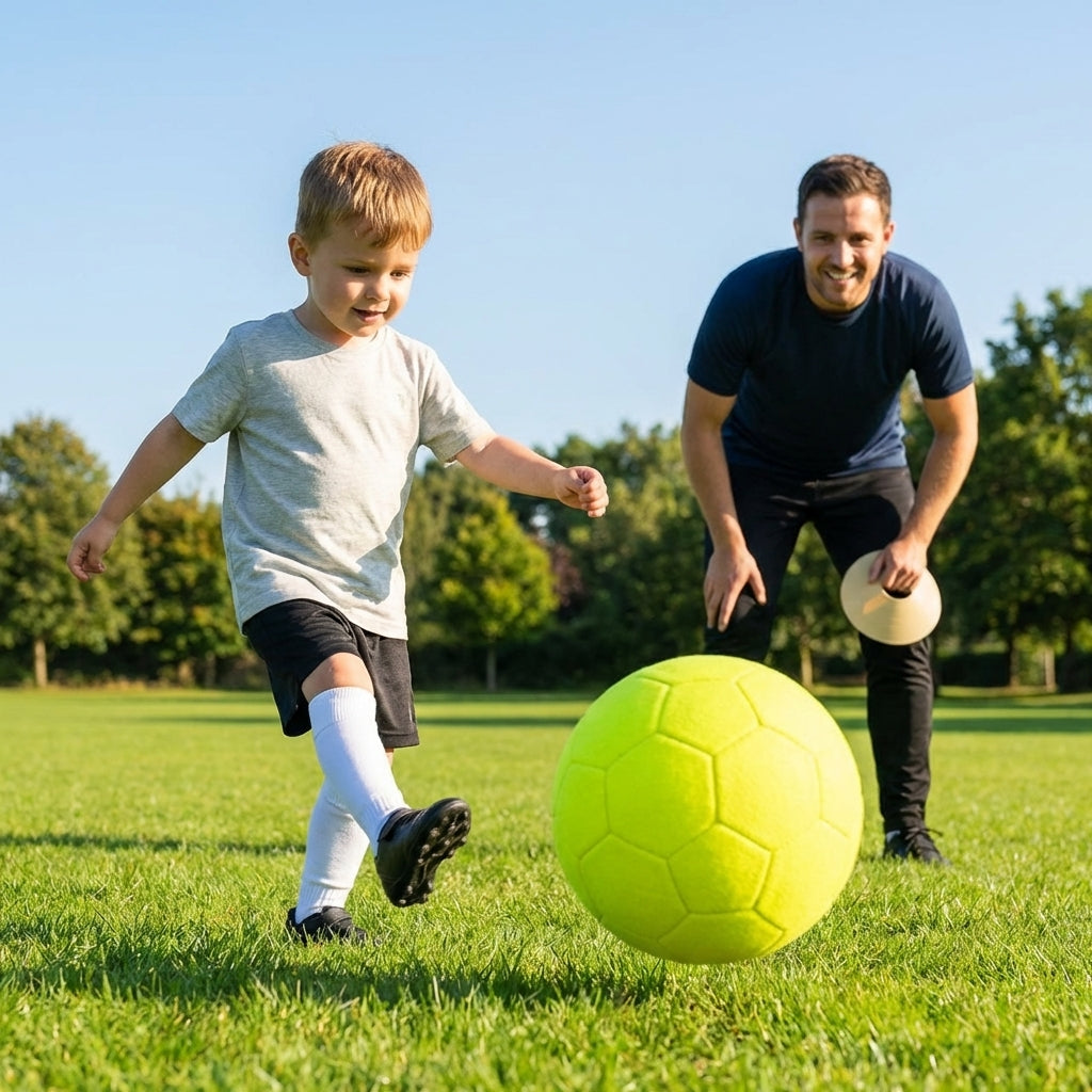 Fluorescent yellow indoor football for sports centres