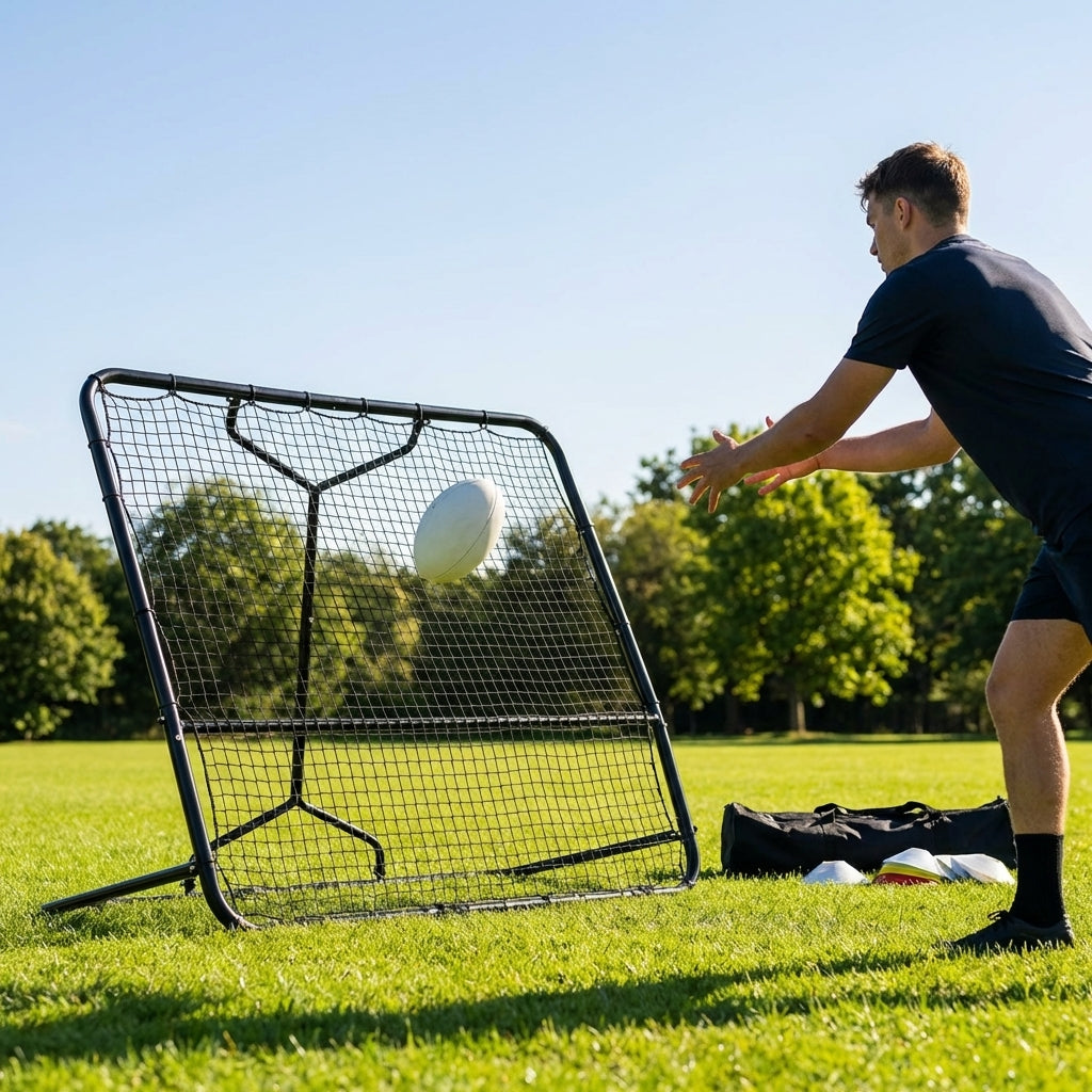 Aussie Rules Football Rebounder with galvanised steel frame for training