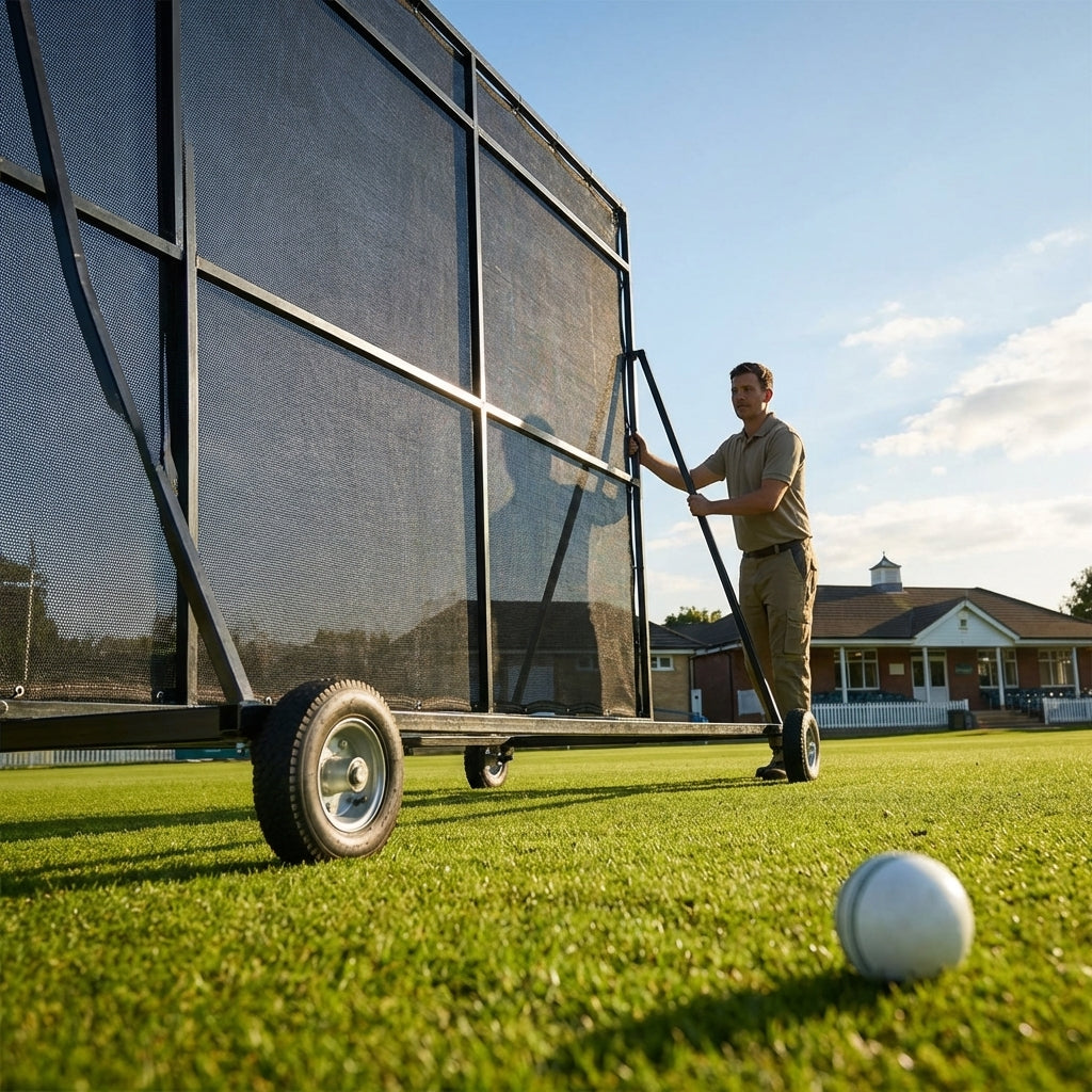Cricket sight screen with galvanised steel frame and ultrafine mesh