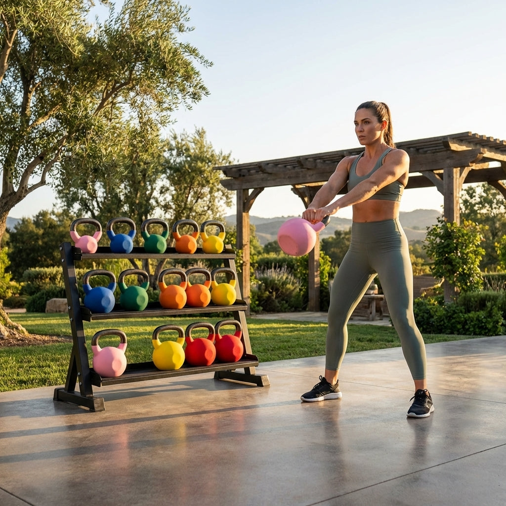 Neoprene kettlebells in various weights and colours for home and gym use