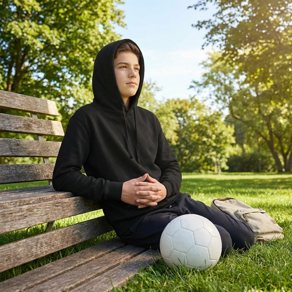 Adult hoodie in various sizes with cotton polyester blend