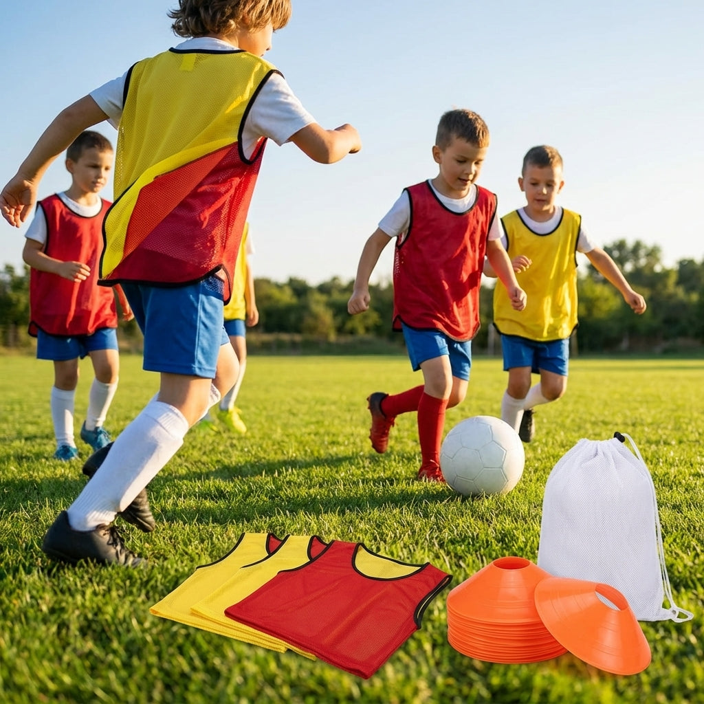Reversible training bibs in various colours for sports teams
