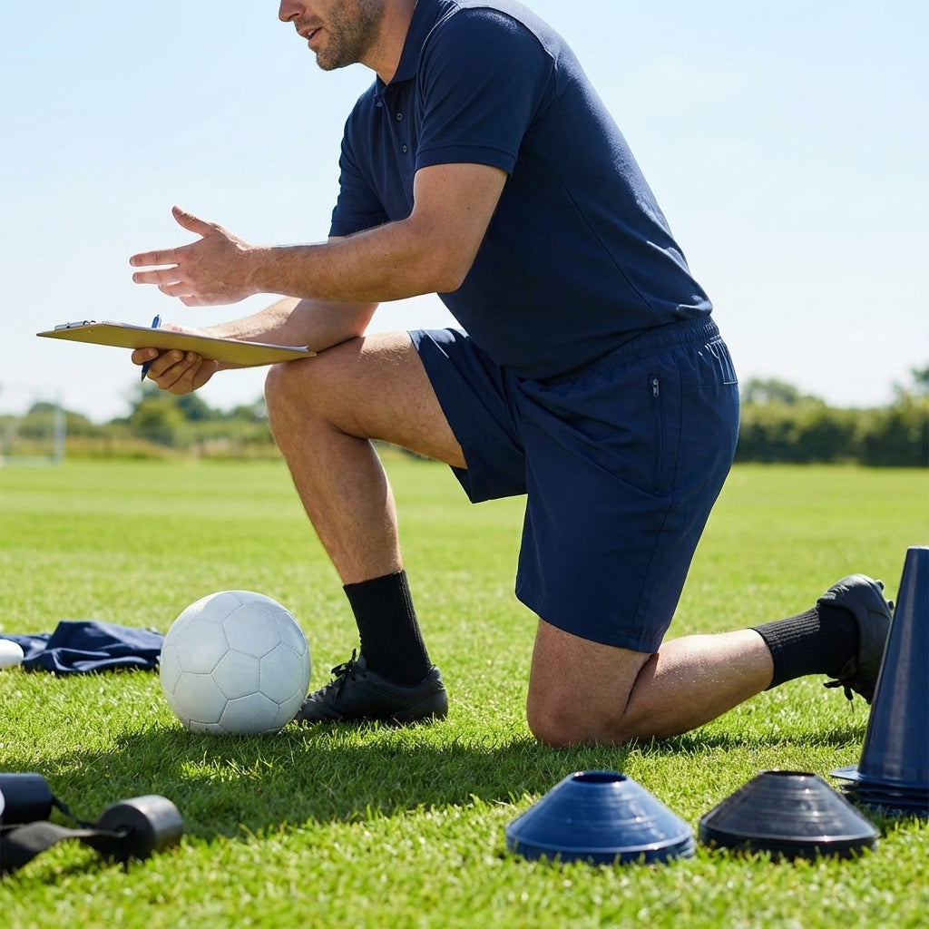 Breathable polyester coaches' shorts in black and navy