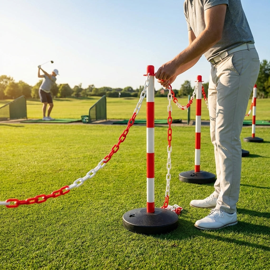Freestanding Plastic Post & Chain Barrier Set for crowd control