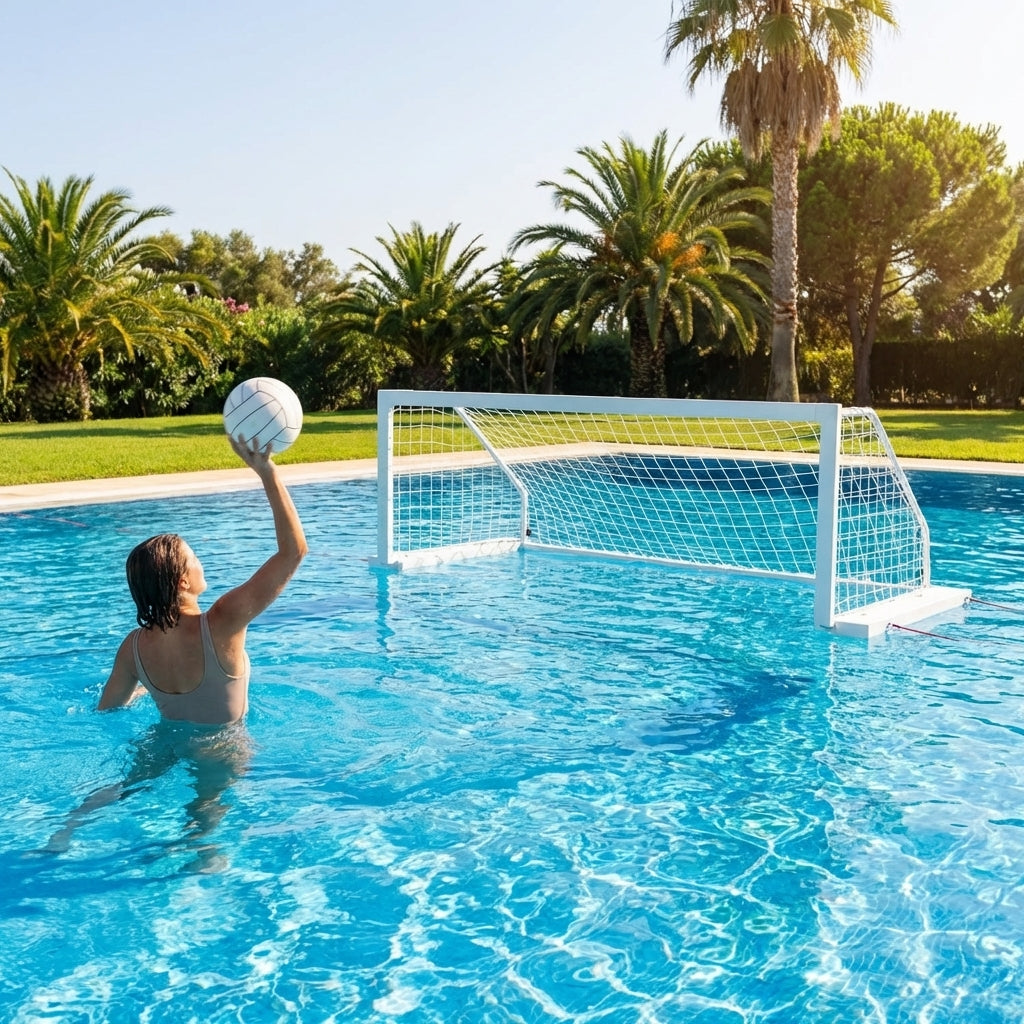 Floating water polo goal made of aluminium, suitable for competitions