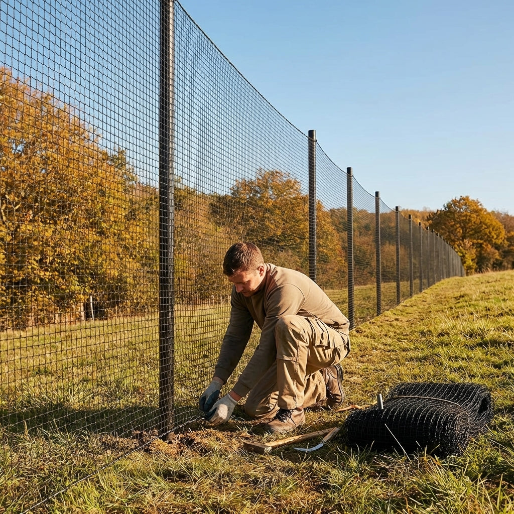 Black anti-litter netting made from HDPP twine for building sites