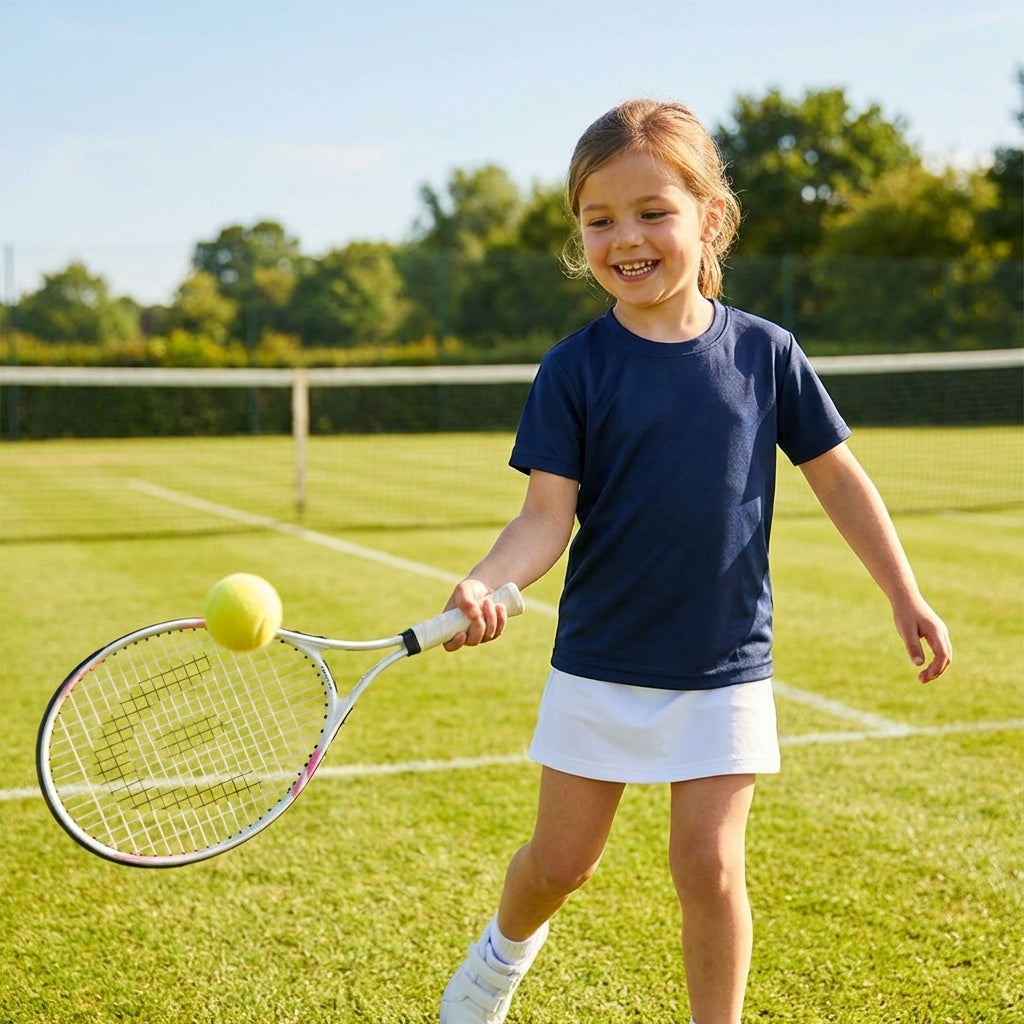 Junior sports T-shirt, 100% polyester, available in 5 sizes