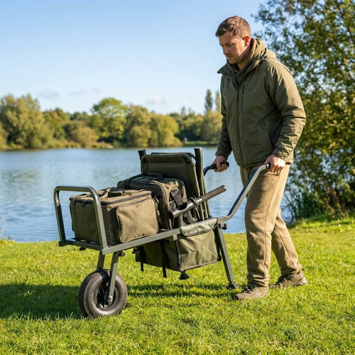 Fishing Barrow – Army Green – Steel Frame – All-Terrain Use