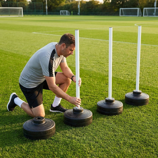 Heavy-duty rubber pole base pack for sports training