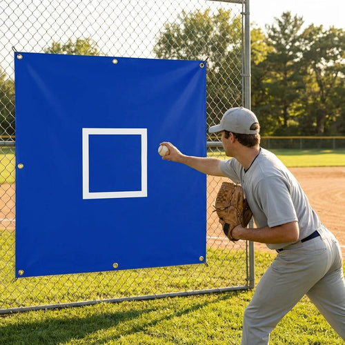 Baseball Vinyl Net Saver – Blue – Durable 1400gsm Vinyl – Pitching Practice