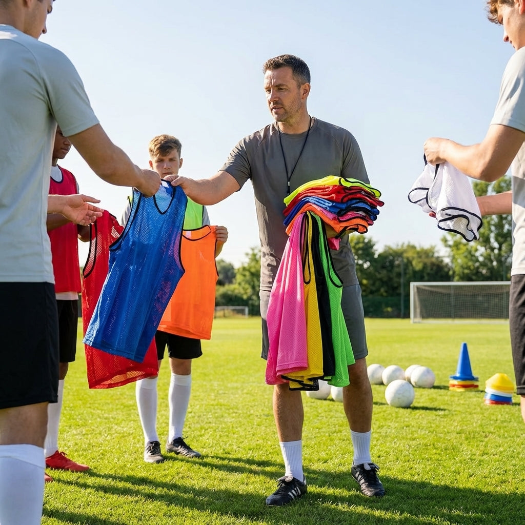 Football training bibs in quick-dry mesh