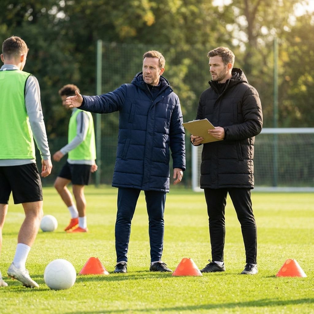 Longline padded coat in black and navy blue, water-repellent for training - product detail