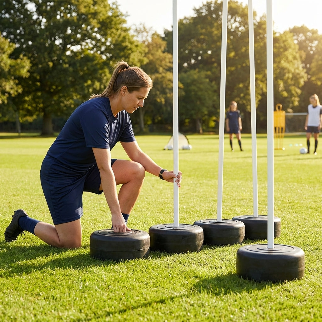 Heavy-duty rubber pole base pack for sports training - product detail