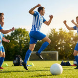 Men's striped football kit with shirt, shorts, and socks - product detail
