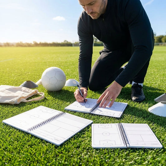 Football coaching notebook in matte black with A4 and A5 options - product detail