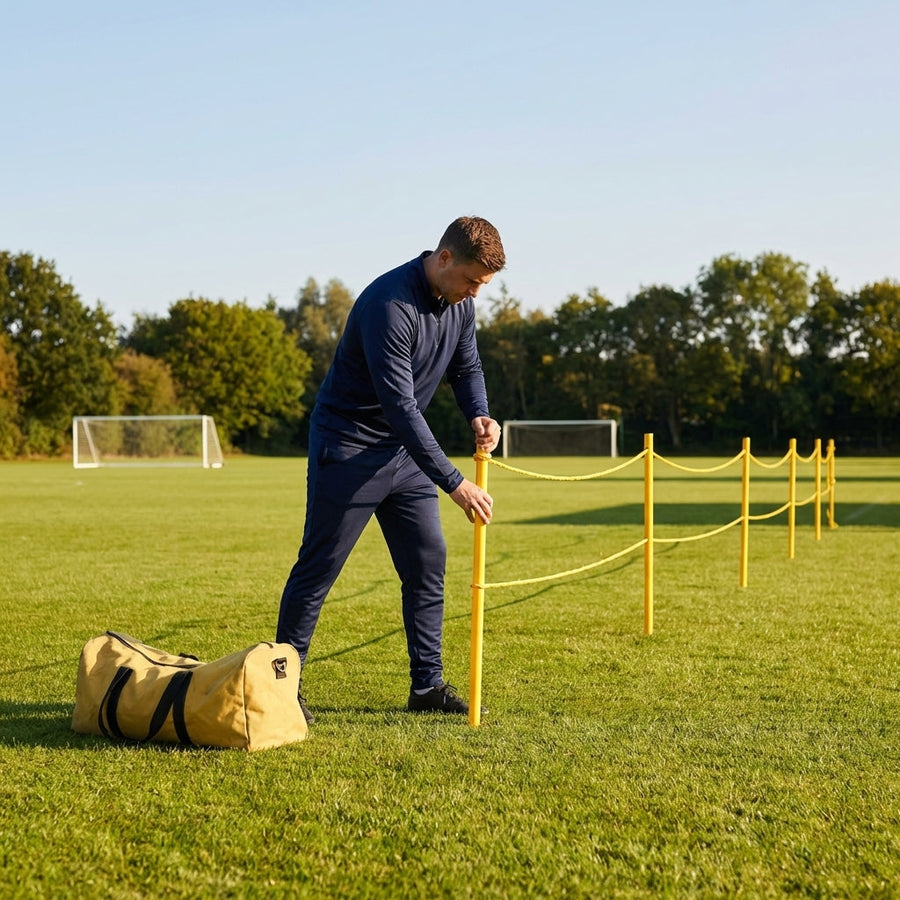 Football Crowd Control Barrier – 60m/120m – PVC Poles – Outdoor Spectator Safety