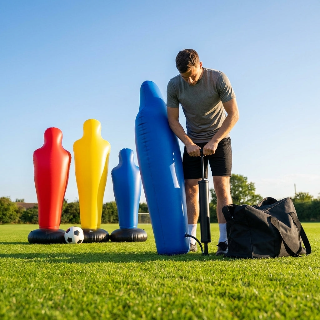 Inflatable football mannequins available in multiple sizes for training use - product detail