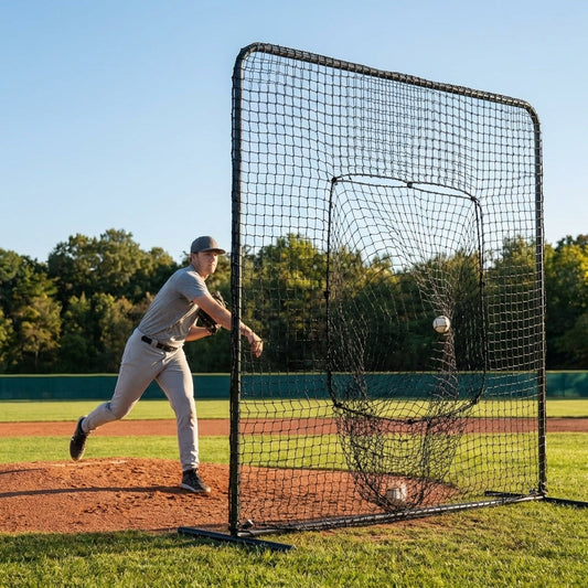Baseball sock net with sturdy steel frame and weatherproof netting - product detail
