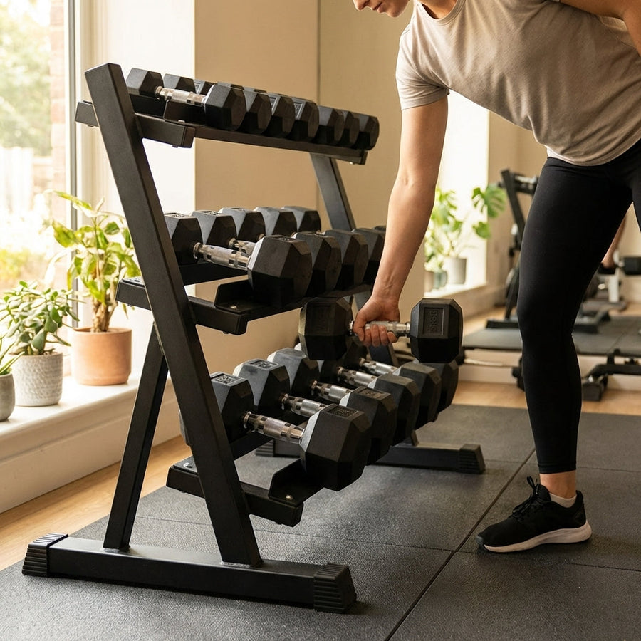 Dumbbell Tree Rack – 3, 6, 11 Tier – Steel & Rubber – Home & Gym