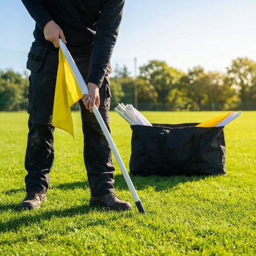 Gaelic Football Corner Flags – Orange & Yellow – Weatherproof PVC – Pitch Use