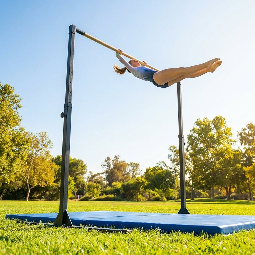 Gymnastics training bar with adjustable height and steel frame - product detail