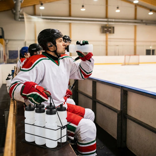 Ice Hockey Water Bottles – 750ml – Foldable Carrier – Sports Use