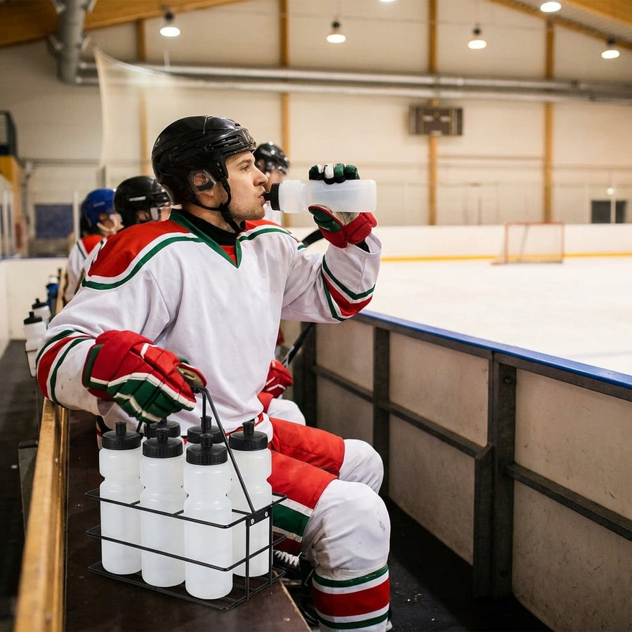 Ice Hockey Water Bottles – 750ml – Foldable Carrier – Sports Use