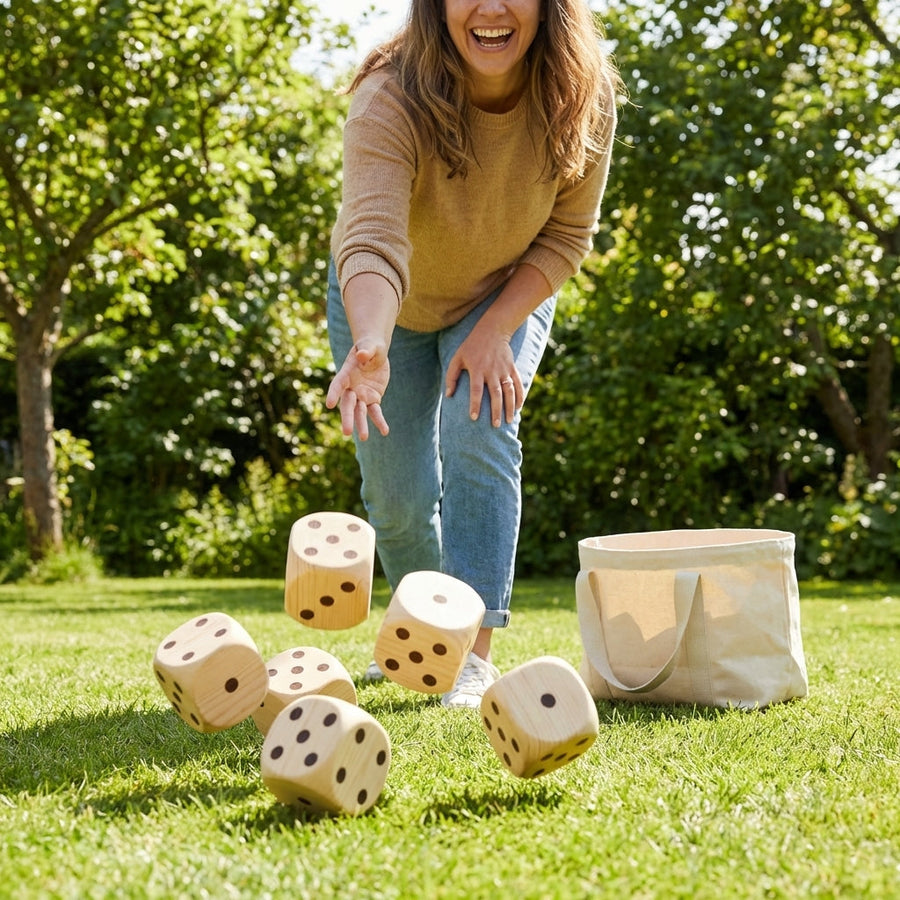Giant Wooden Dice Set – 9cm – Premium Pine Wood – Family Games