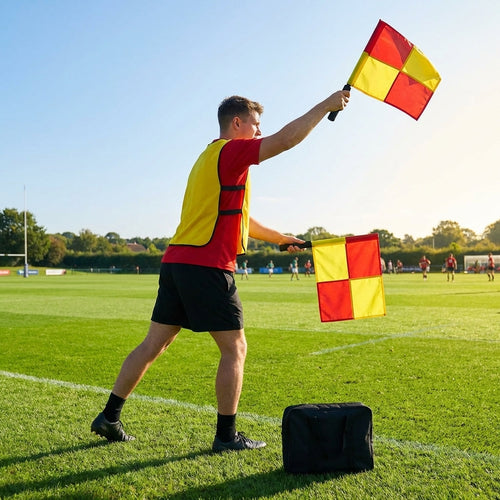 Rugby Linesman Flags – Red & Yellow – Soft Grip Handles – Professional Use