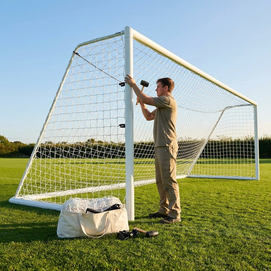 Football goal nets 24 x 8 ft, durable HDPE for clubs and schools - product detail