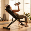 Adjustable Weight Bench – Black – Steel, Moisture-Resistant Leather – Home & Commercial Gym image 2