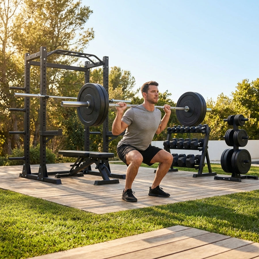 Complete Gym Equipment Set – Adjustable – Steel & Rubber – Home & Garage Use