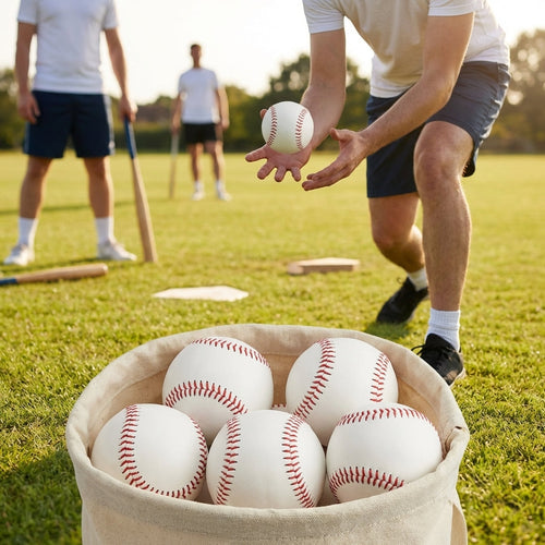 Rounders Match Balls – White & Red – Leather – School & Sports Club Use