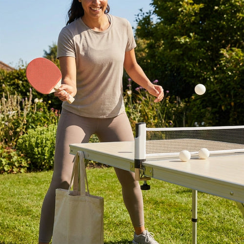 Table Tennis Set – Red & Black – 6 Plywood Bats – Indoor/Outdoor Play