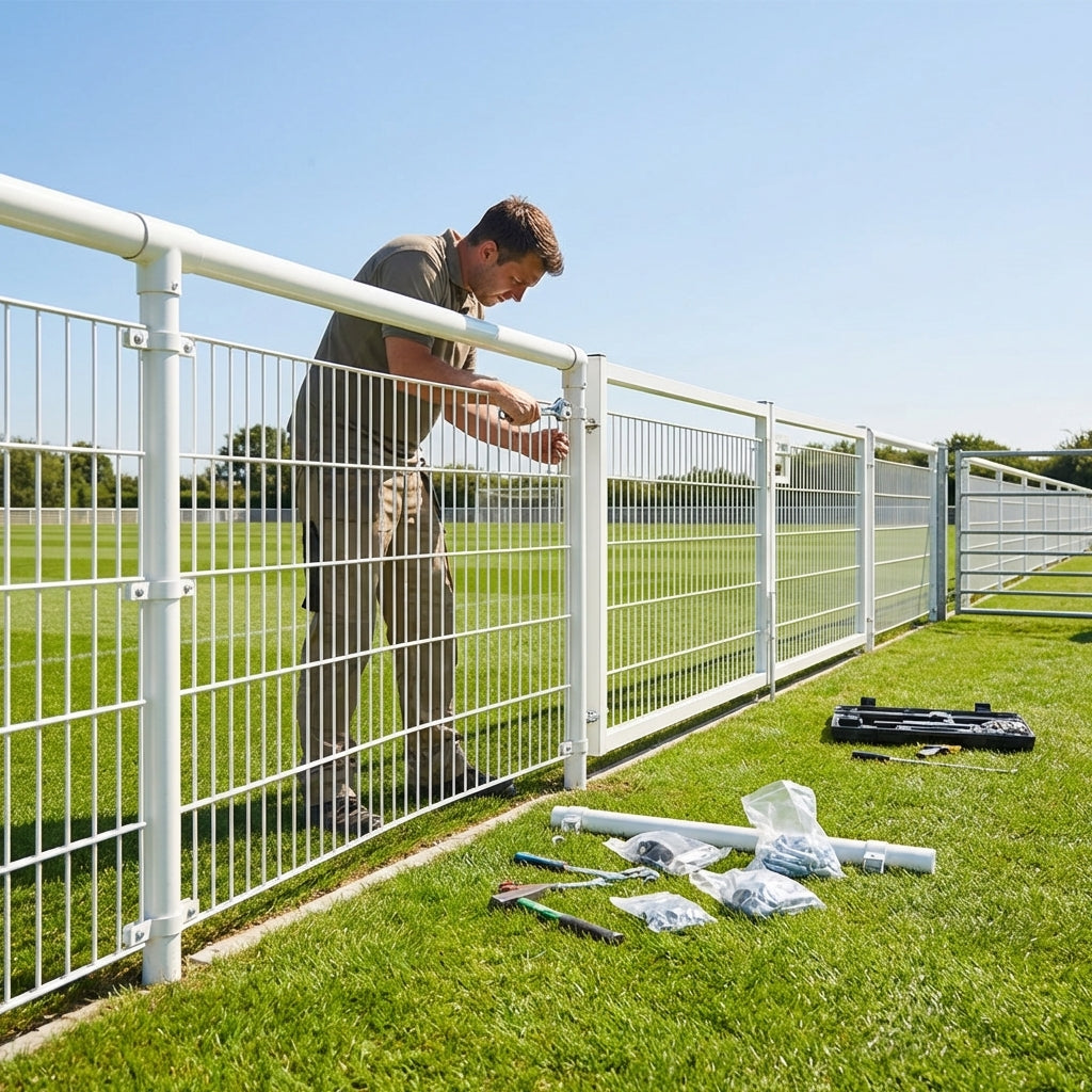 Football pitch barrier made of galvanised steel for club grounds - product detail