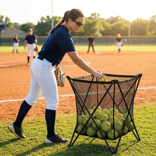 Pop-Up Ball Caddy – Black – Metal Frame – Sports Training
