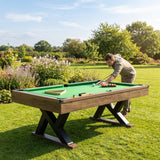 7ft pool table with green velvet surface and MDF finish