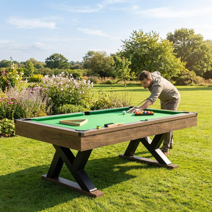 7ft Pool Table – Green Velvet – MDF & Wooden Finish – Home & Pub Use